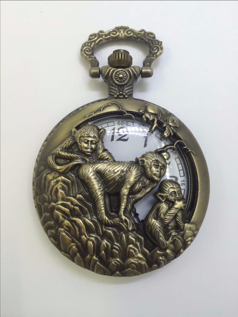 Retro Antique Chinese Pendant Necklace Mens Round Bronze