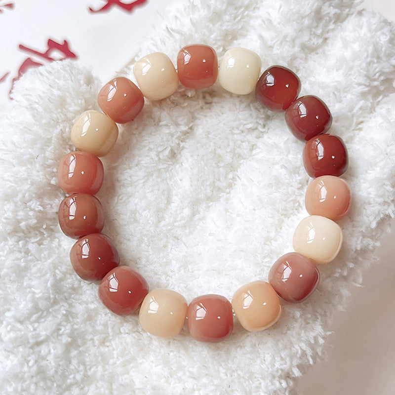 Mens Fashion White Jade Bodhi Around The Finger Bracelet
