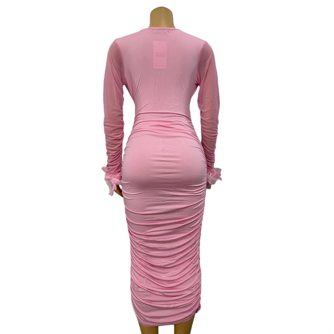 Hip Fold Dress Women's Clothing