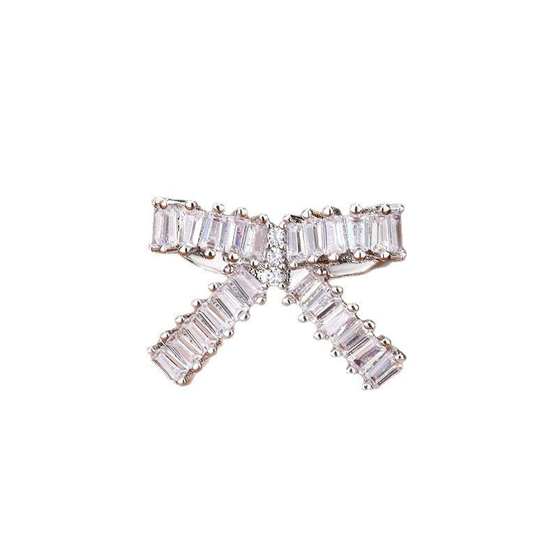 Irregular Opening Bow Shape Luxury Wedding Zircon Ring
