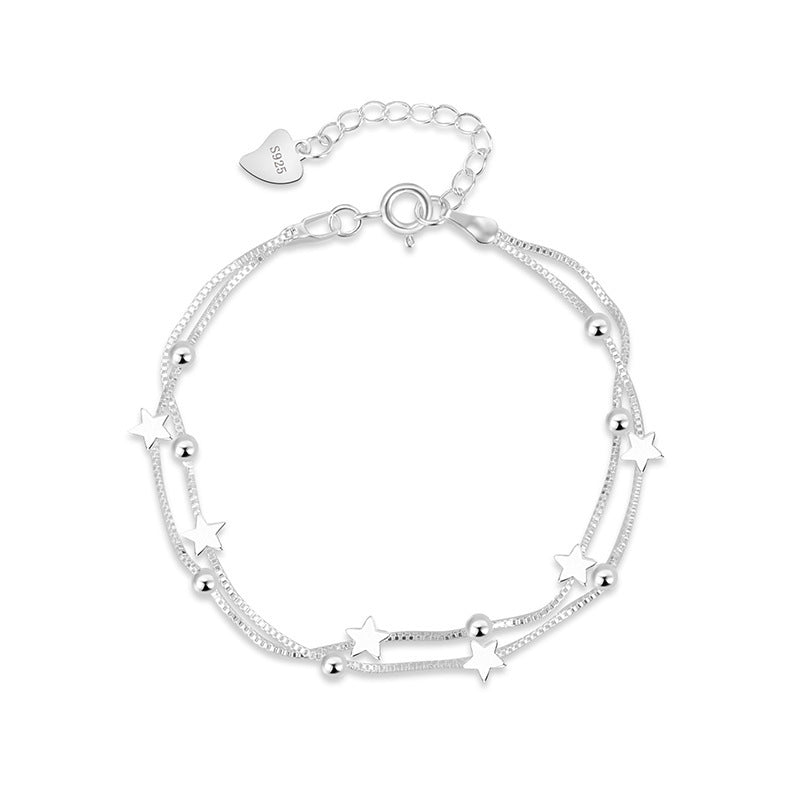 Silver-plated Small Star Bracelet Women's Fashion Double Layer