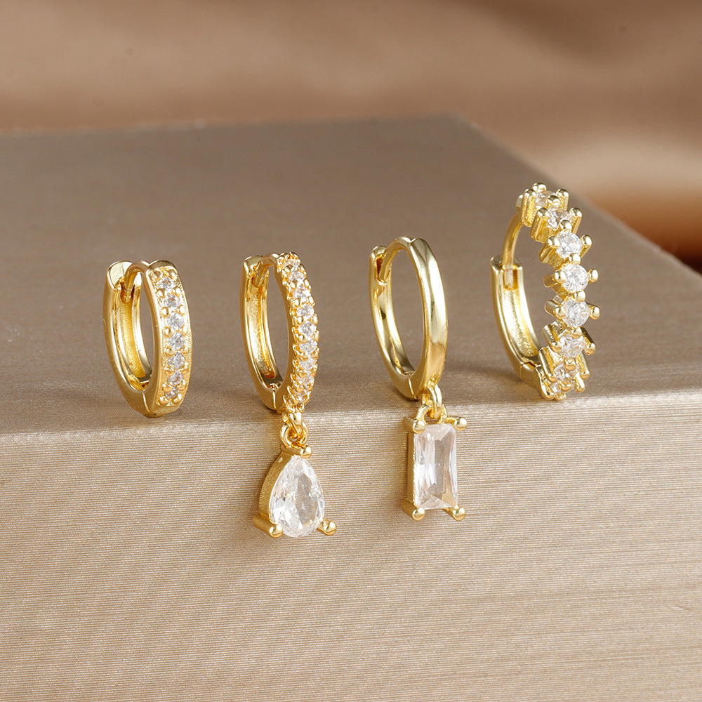 Popular Rectangular Pendant Zircon Earrings