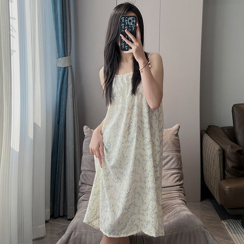 Women's Thin Plus Size Loose Slip Nightdress With Chest Pad