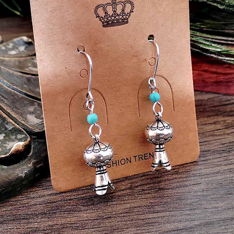 Creative Turquoise Wind Chimes European And American Popular Retro Pumpkin Lamp Earrings