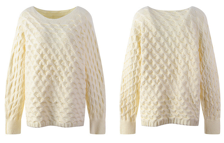 Cable Pullover Sweater Women's Clothing