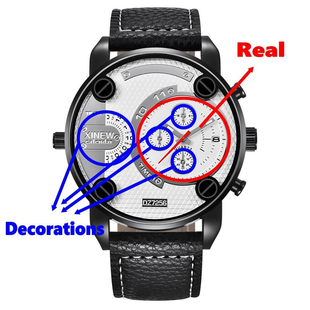 Mens Big Watches Fashion Leather Date Gifts Wristwatch