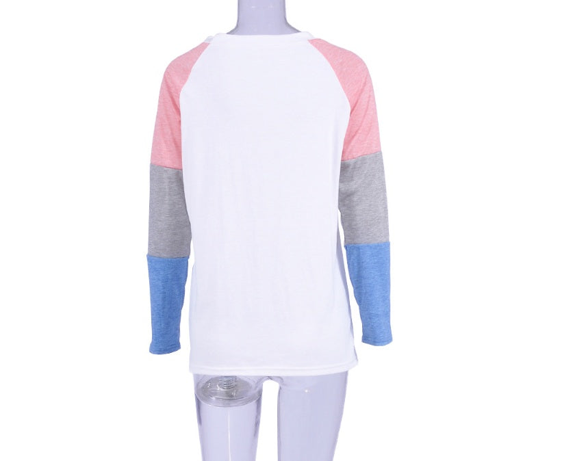Women Long Sleeve T-shirt Casual O Neck Patchwork Gray White Tops Tees Female Autumn Fashion New Clothing Dropshipping
