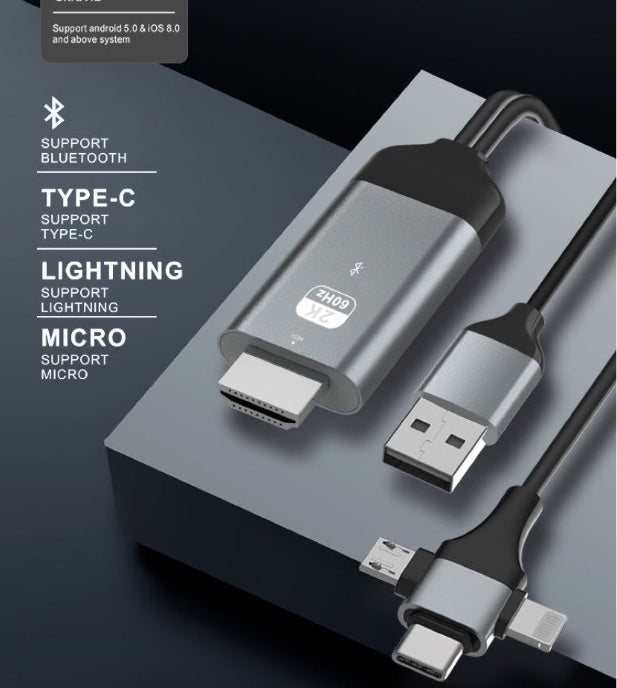 New Apple Android Type-C To HDMI HD Cable 3 in 1