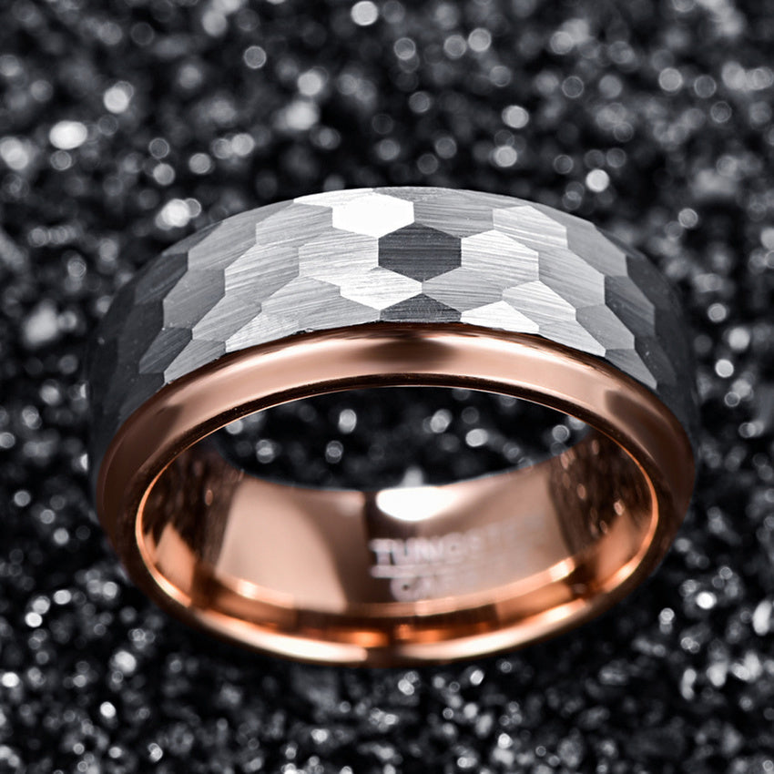 Mens Fashion Rose Gold Plated Tungsten Steel Ring