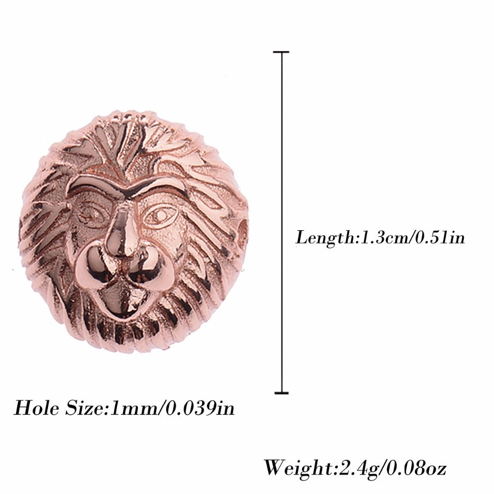 Fashion Lion Head For Mens Charm Beads Top Copper Beads Bracelet Accessorie Jewelry Findings BD290
