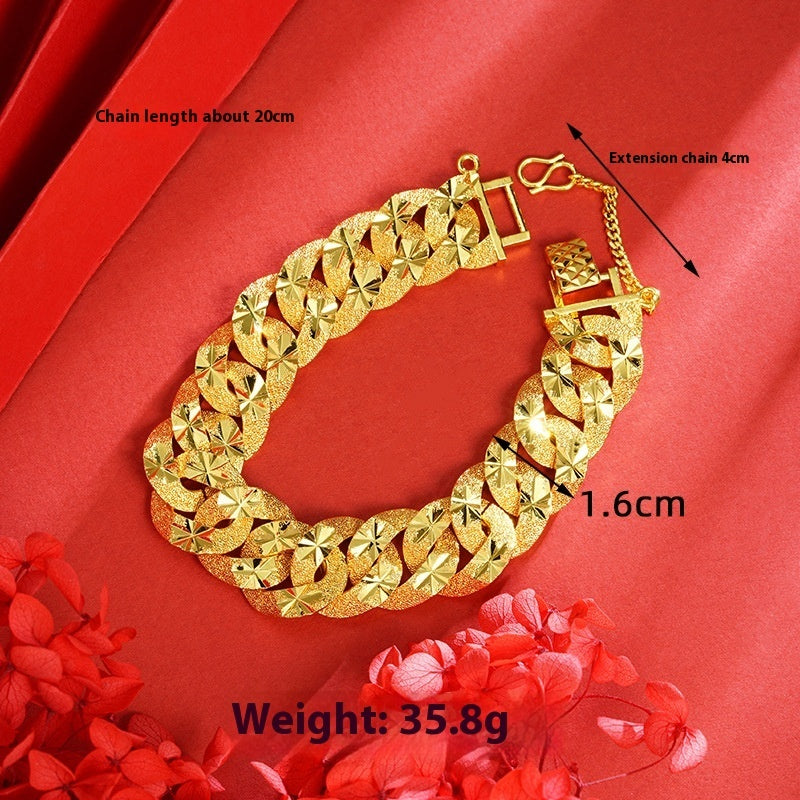 Men's Copper-plated Gold Carven Design Starry Bracelet