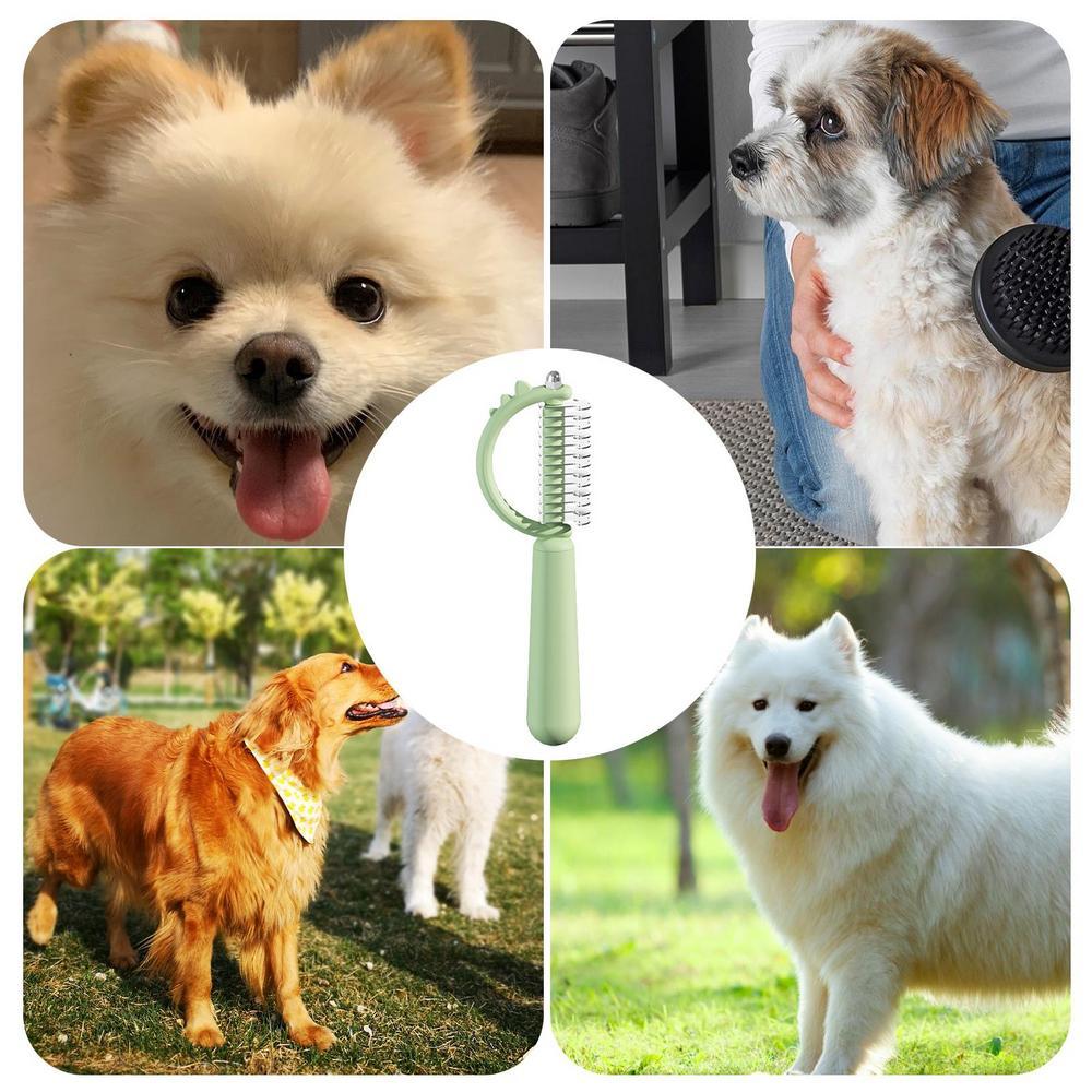 Cat Brush Self Cleaning Slicker Pets Grooming Tool With Cute Dinosaur Shape Double-sided Uses Shedding And Dematting Undercoat