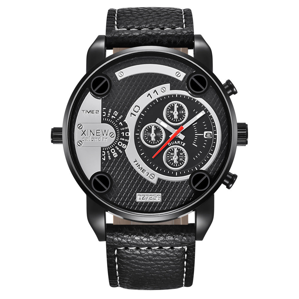 Mens Big Watches Fashion Leather Date Gifts Wristwatch