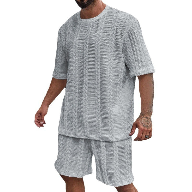 Knitted Solid Color Jacquard Summer Casual Round Neck Pullover