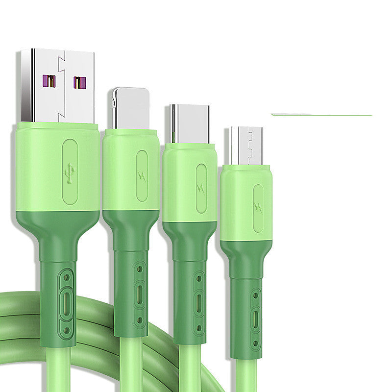 3 In 1 Liquid Silicone 5A Super Fast Charge Cable Micro USB Type C Cable Charging Wire