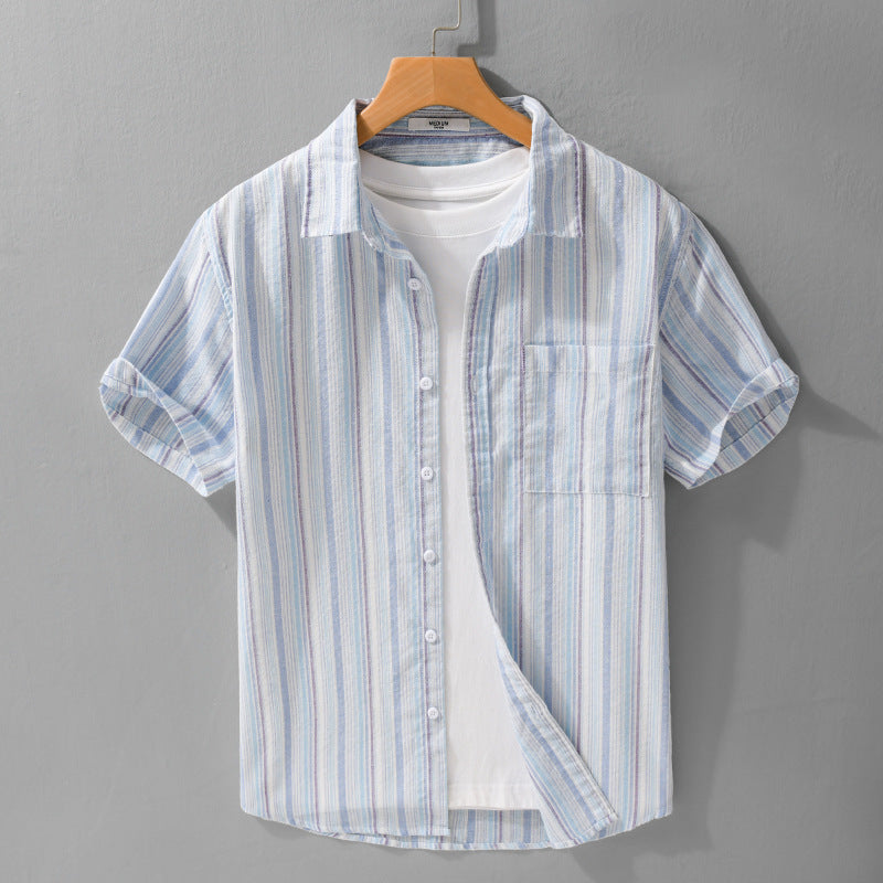 Summer Menswear Striped Minimalist Short Sleeve Shirt
