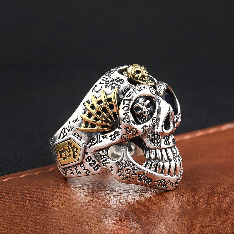 Mens Fashion Simple Dominant Skull Shape Sterling Silver Ring