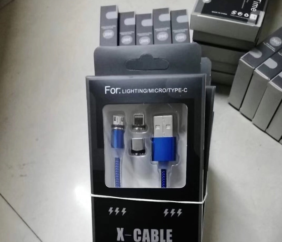 Android Type c Three-in-One Magnetic Suction Head Charging Cable