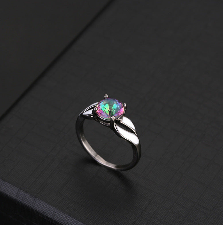 Black And White Colorful Shining Gemstone Ring