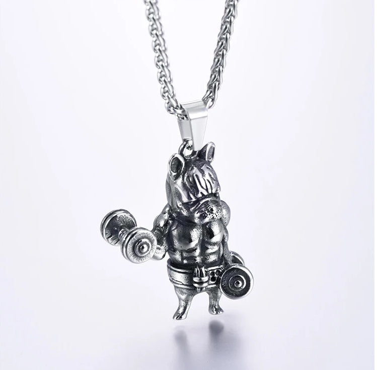 Mens Chain 316L Stainless Steel Puppy Bull Statement Cool French