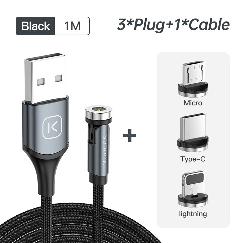 Magnetic data cable one for three braided fast charge charging cable