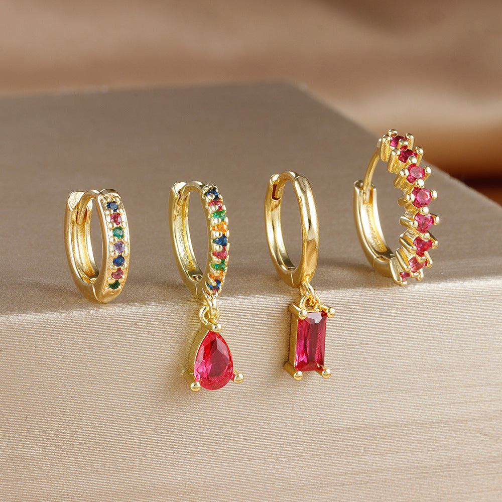 Popular Rectangular Pendant Zircon Earrings