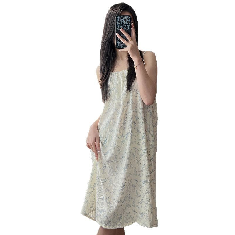Women's Thin Plus Size Loose Slip Nightdress With Chest Pad