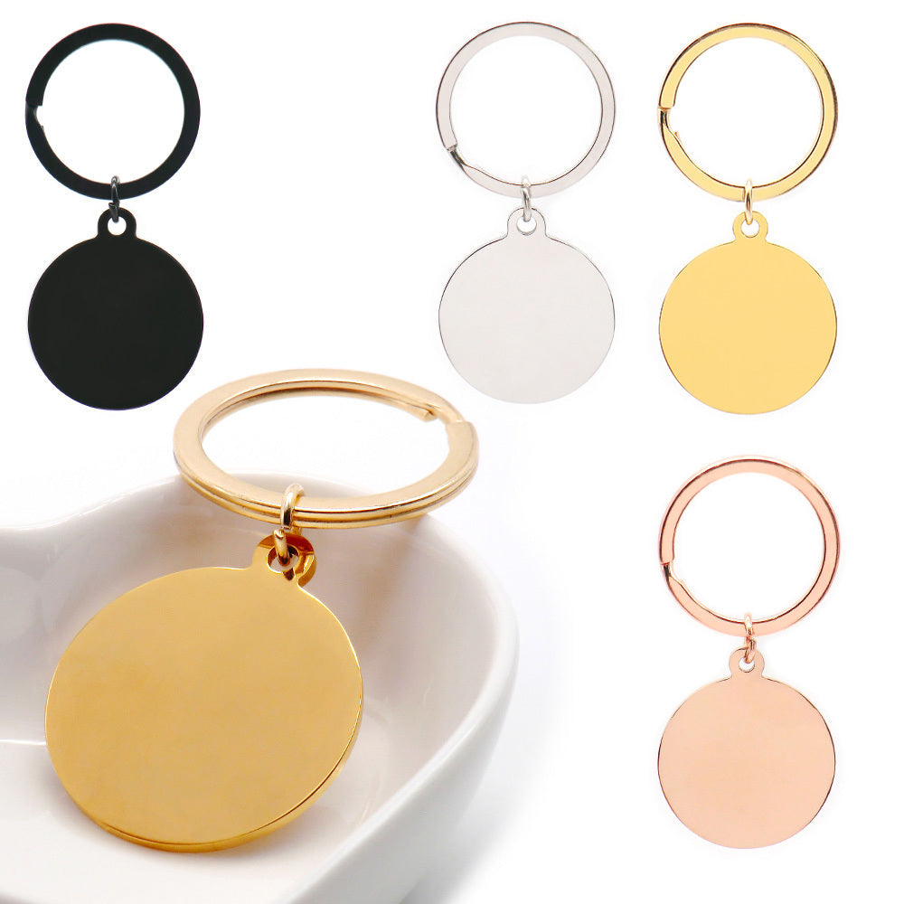 Stainless Steel Mirror Polished Disc Round Dog Tag Charm Pendant For Bracelet Necklace DIY Jewelry Key Ring
