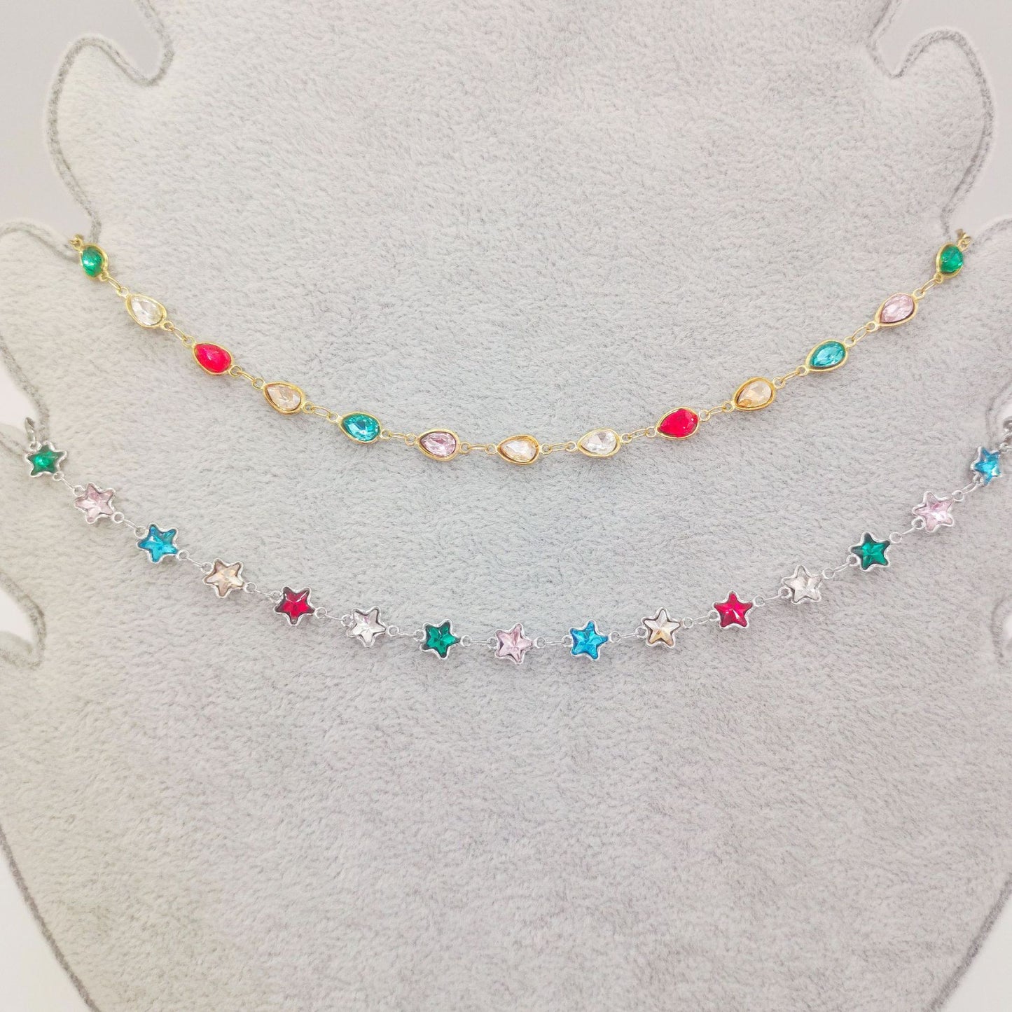 Personalized Color Five-pointed Star Heart-shaped Stainless Steel Chain