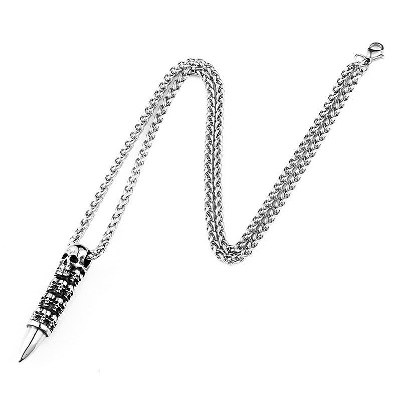 Beier 316L Stainless Steel Skull Wrap Bullet Necklace Pendant Punk Style Mens and Womens High Quality Jewelry Gifts BP8-359