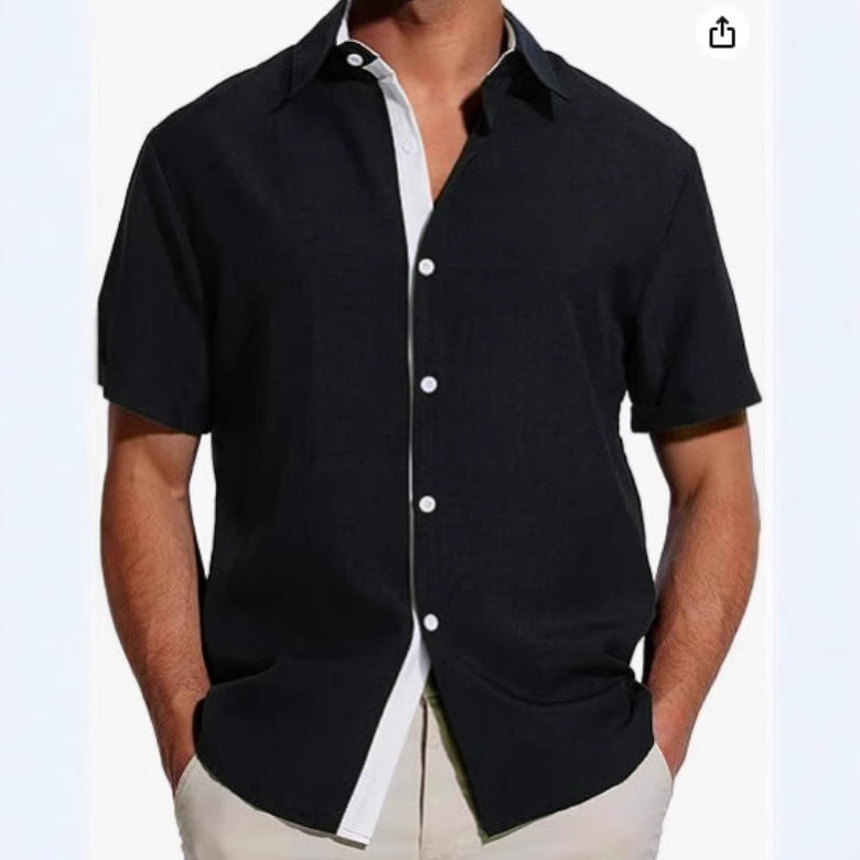 European And American Men's Short-sleeved Color Shirt