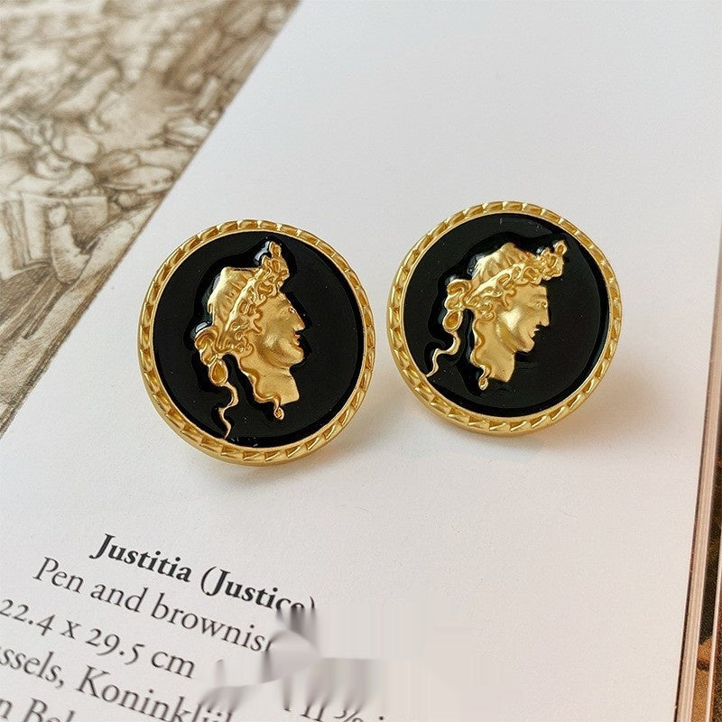 Black Series Retro Affordable Luxury High-grade Heavy Industry Earrings