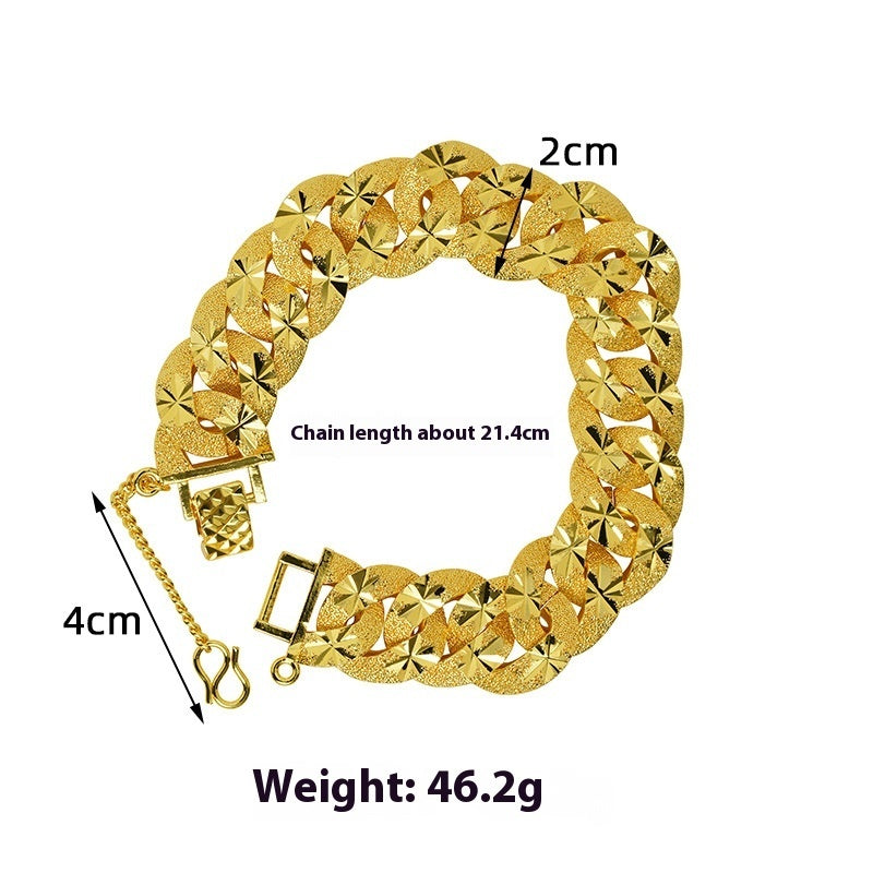 Men's Copper-plated Gold Carven Design Starry Bracelet
