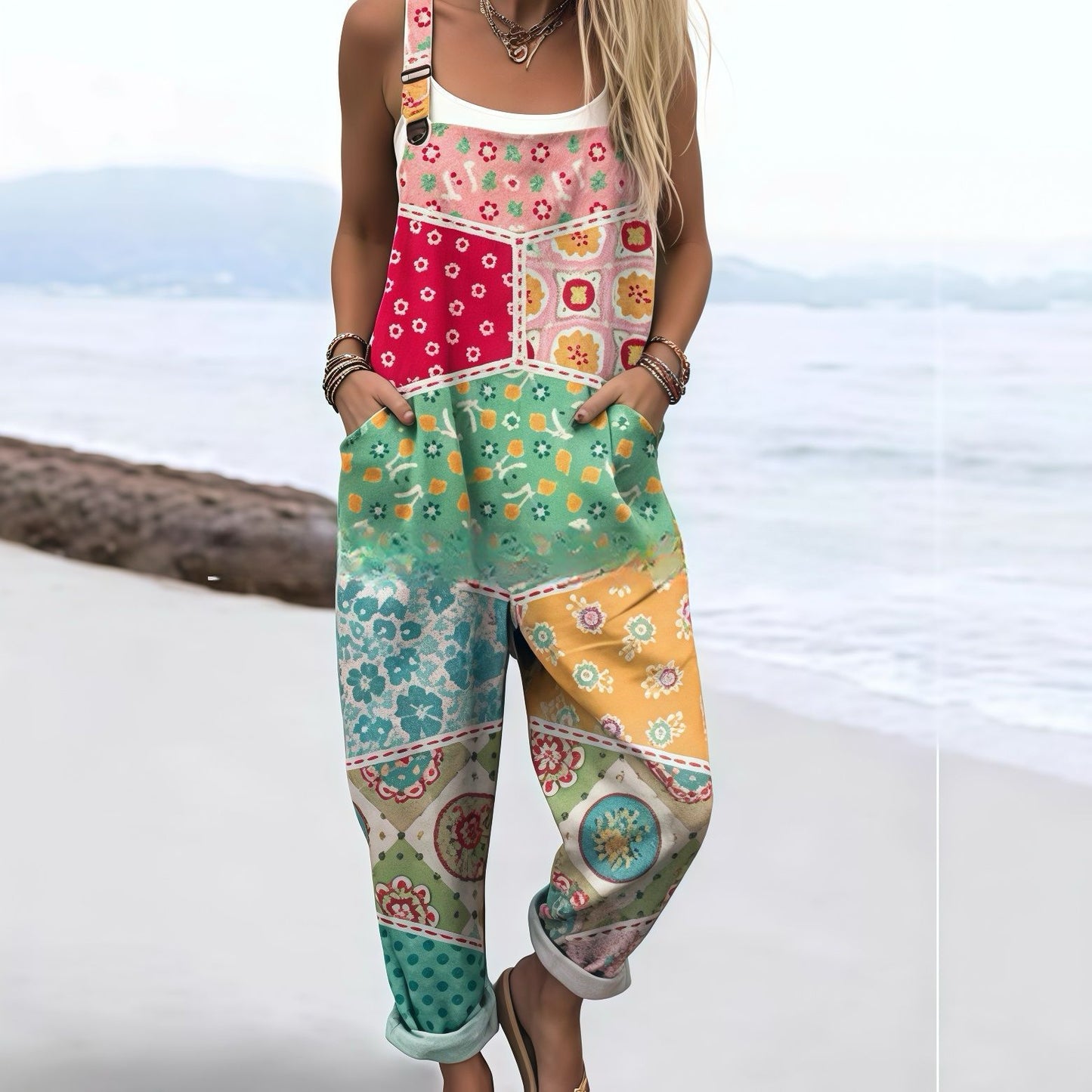 Digital 3D Printing Button Casual Suspender Trousers Suspenders