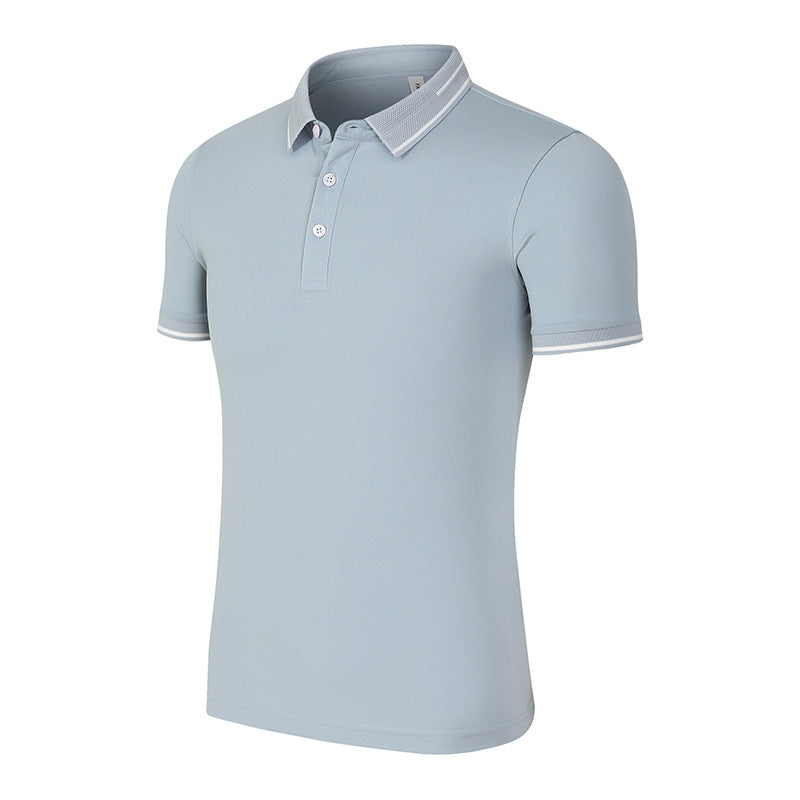 Natural Silk Lapel Polo Shirt Short Sleeve
