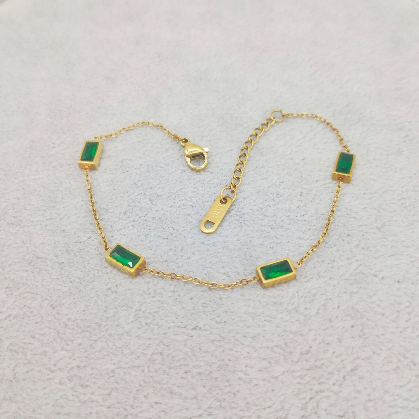 European And American Fashion Cool Colorful Rectangular Gem Bracelet
