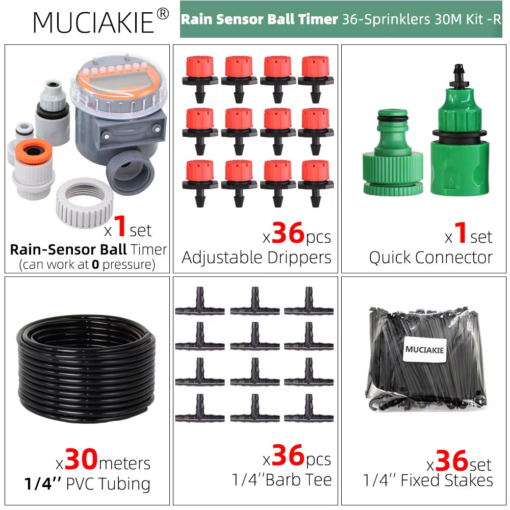 50M-5M DIY Drip Irrigation System Automatic Watering Garden Hose Micro Drip Watering Kits with Adjustable Drippers