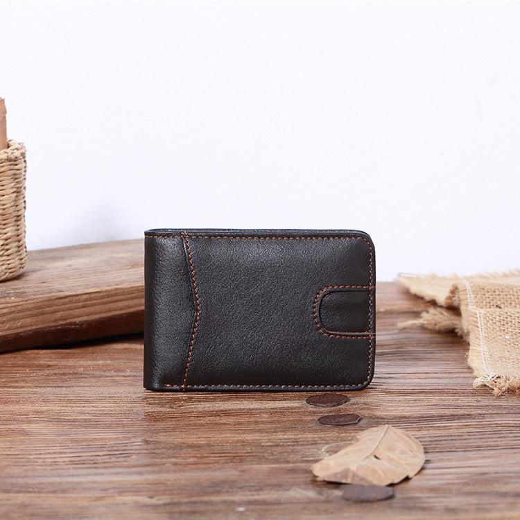 Men's Short Leather Oil Wax Wallet Card Holder