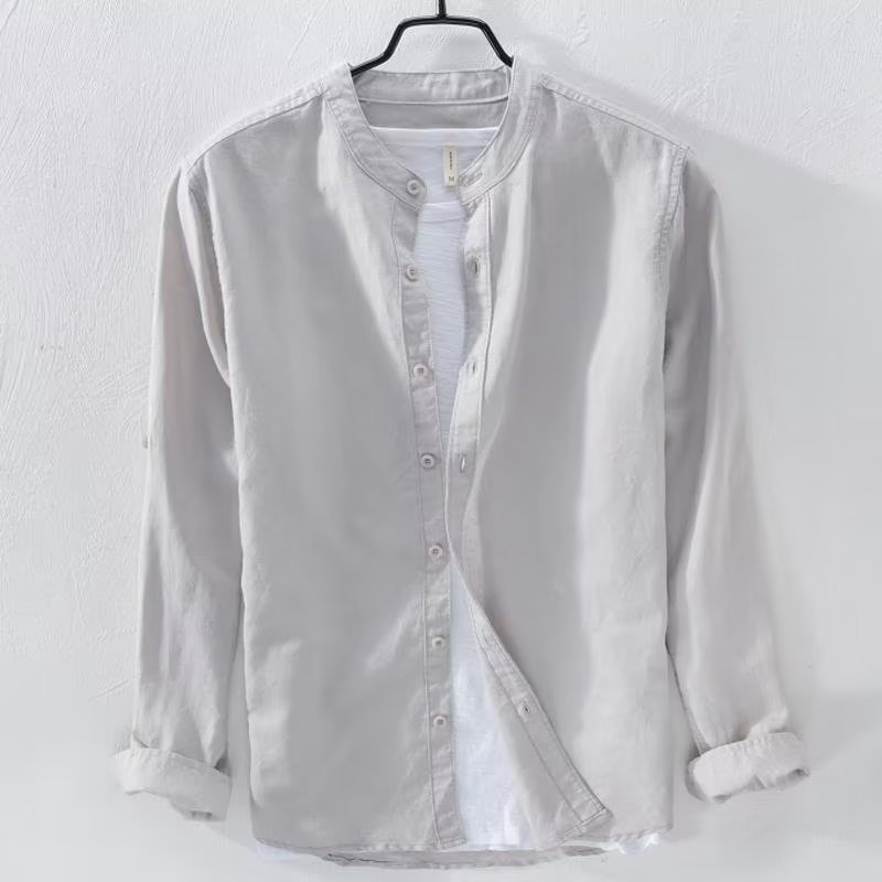 Loose Breathable Casual Long Sleeve Cotton Linen Shirt