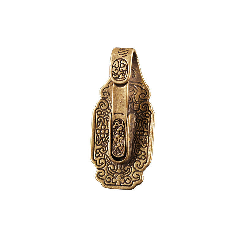 Mens Fashion Vintage Waist Plate Jade Pendant Belt Keychain
