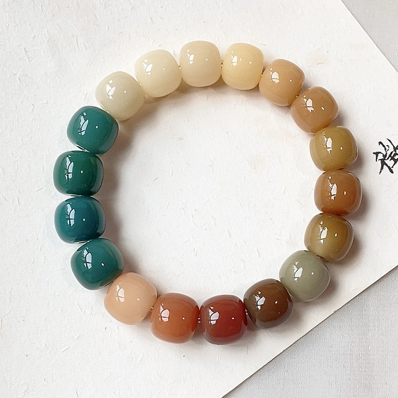 Mens Fashion White Jade Bodhi Around The Finger Bracelet