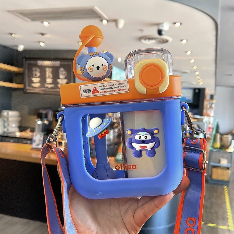 New Children's Water Cup Straw Men And Women Ins Good-looking Internet Celebrity Student Drop-resistant Summer Large Capacity Double Drink Cup