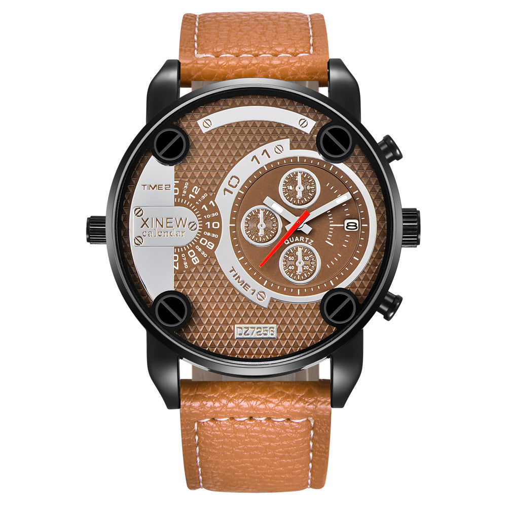 Mens Big Watches Fashion Leather Date Gifts Wristwatch