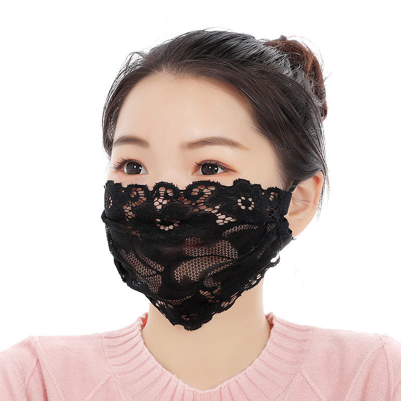 Sweet Flower Embroidered Lace Mask Ladies Adjustable Ear Rope Mesh