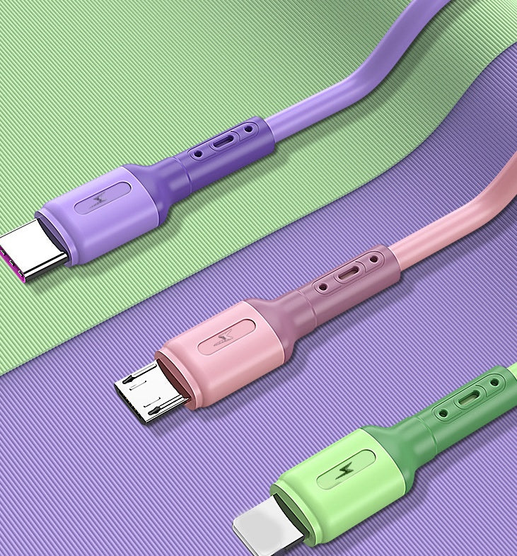 3 In 1 Liquid Silicone 5A Super Fast Charge Cable Micro USB Type C Cable Charging Wire