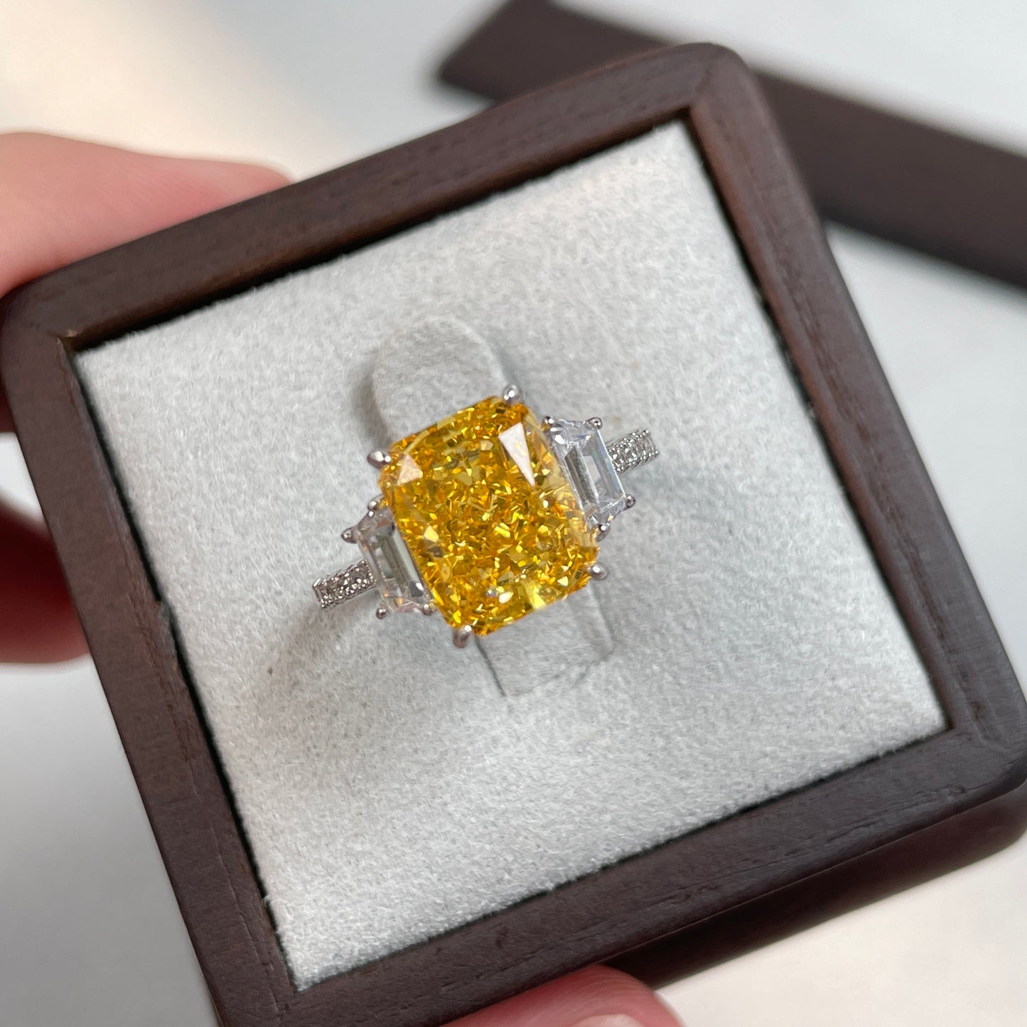 3 Karat Ledean Cut Ring Cultivate High Carbon Diamond S925 Sterling Silver