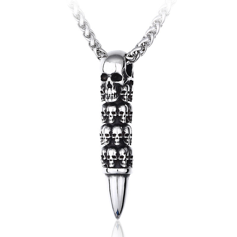 Beier 316L Stainless Steel Skull Wrap Bullet Necklace Pendant Punk Style Mens and Womens High Quality Jewelry Gifts BP8-359