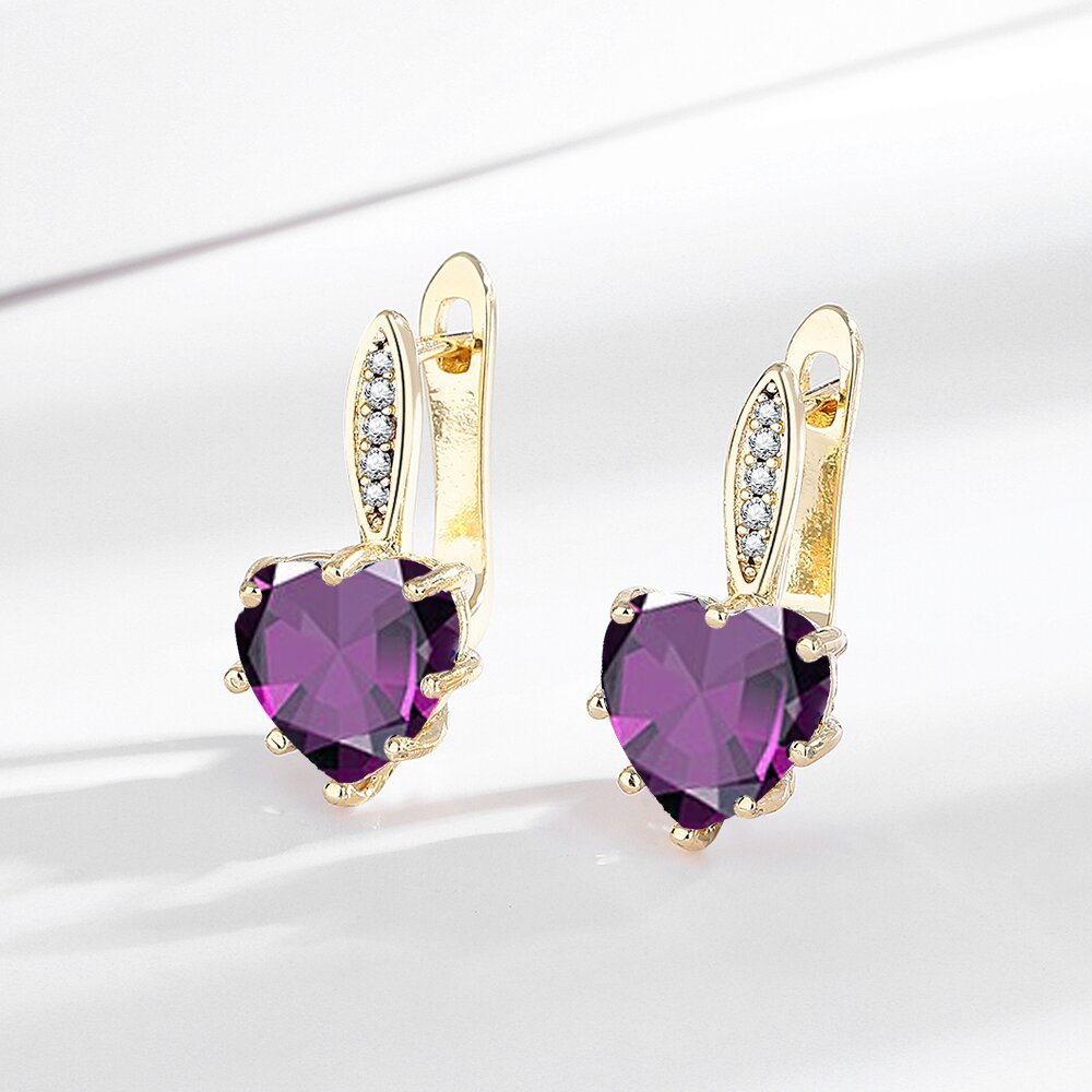 All-matching Fashion Multicolor Heart-shaped Zircon Earrings