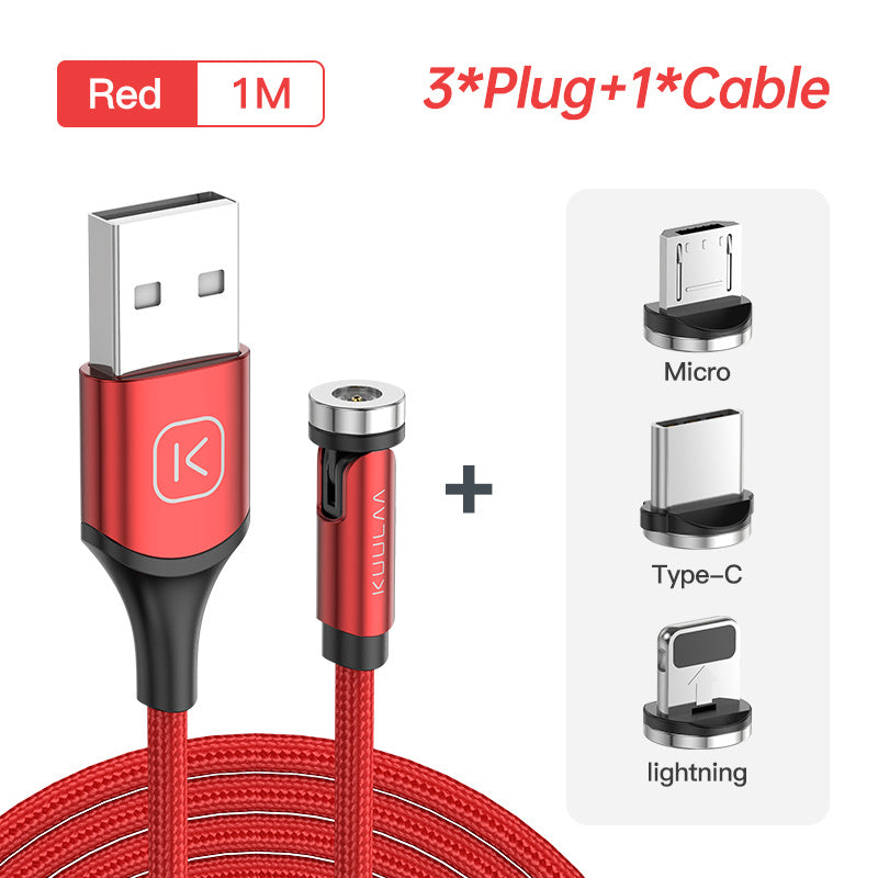 Magnetic data cable one for three braided fast charge charging cable