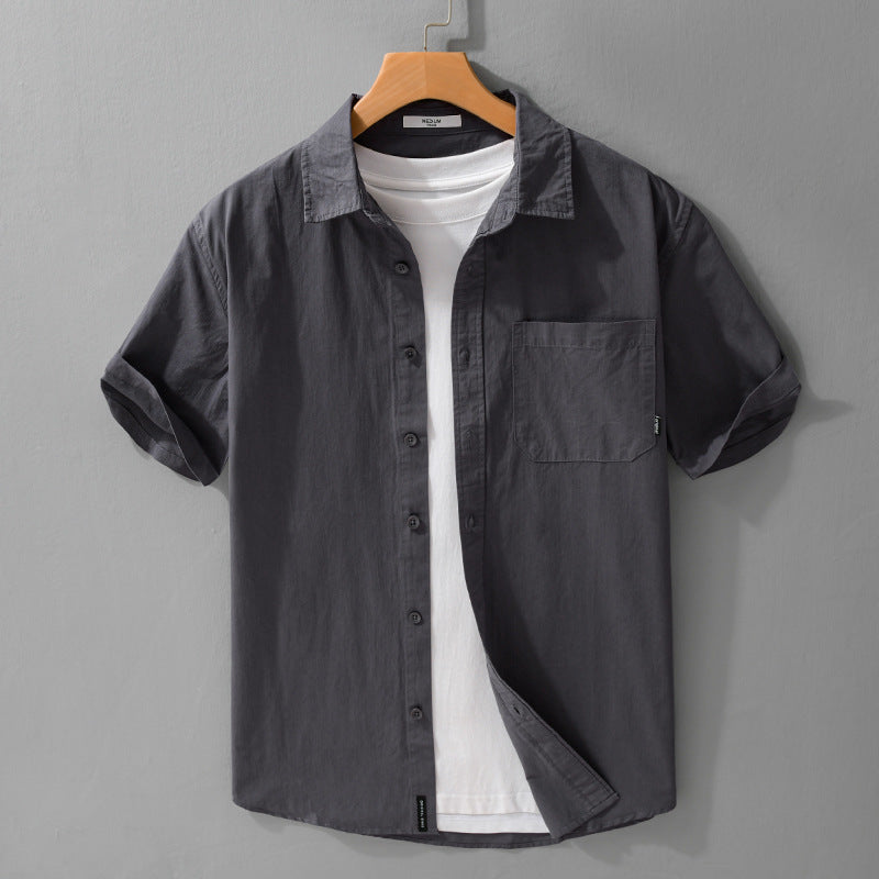 Summer Menswear White Simple Short Sleeve Shirt